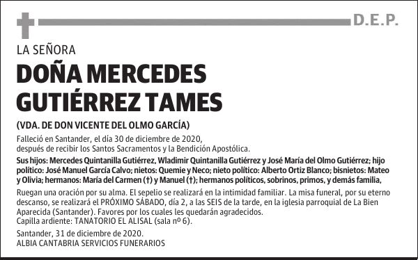 DOÑA MERCEDES GUTIÉRREZ TAMES
