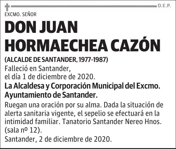 DON JUAN HORMAECHEA CAZÓN