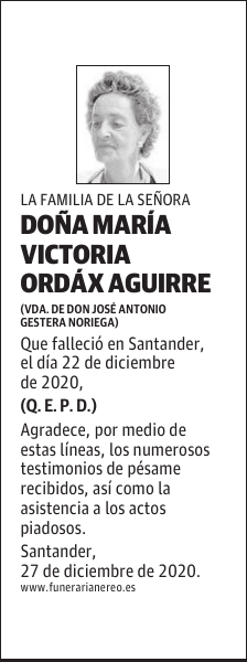 DOÑA MARÍA VICTORIA ORDÁX AGUIRRE