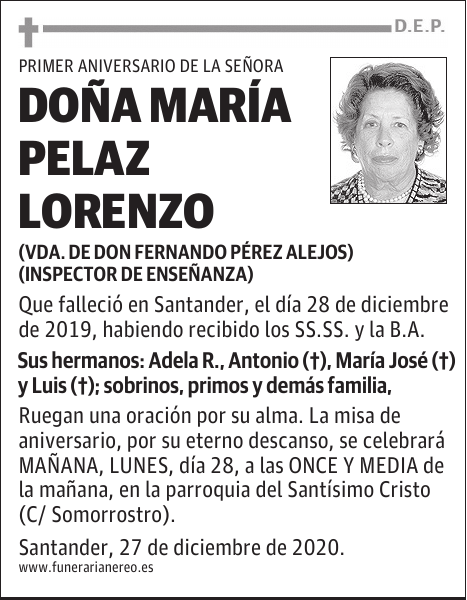 DOÑA MARÍA PELAZ LORENZO