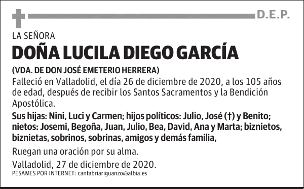 DOÑA LUCILA DIEGO GARCÍA