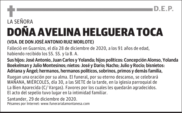 DOÑA AVELINA HELGUERA TOCA