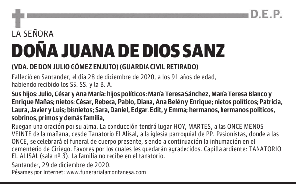 DOÑA JUANA DE DIOS SANZ