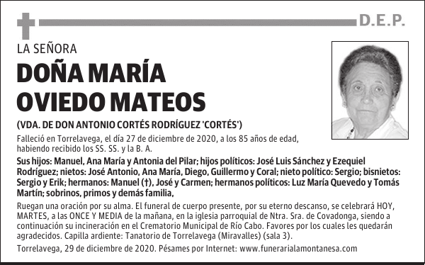 DOÑA MARÍA OVIEDO MATEOS