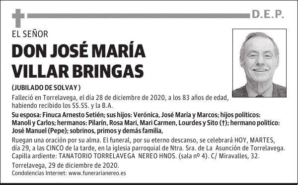 DON JOSÉ MARÍA VILLAR BRINGAS