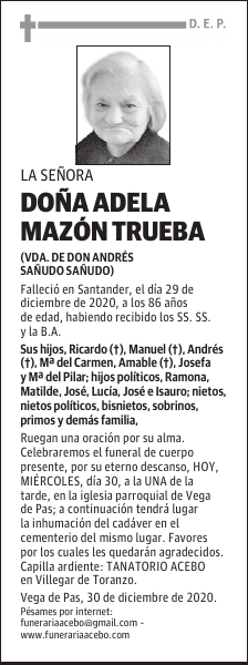 DOÑA ADELA MAZÓN TRUEBA