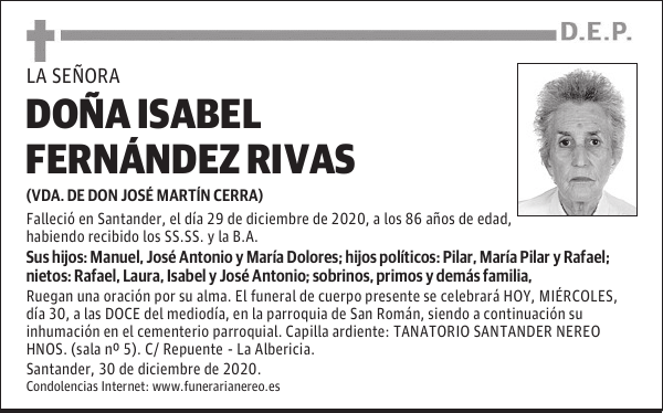 DOÑA ISABEL FERNÁNDEZ RIVAS
