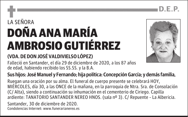 DOÑA ANA MARÍA AMBROSIO GUTIÉRREZ
