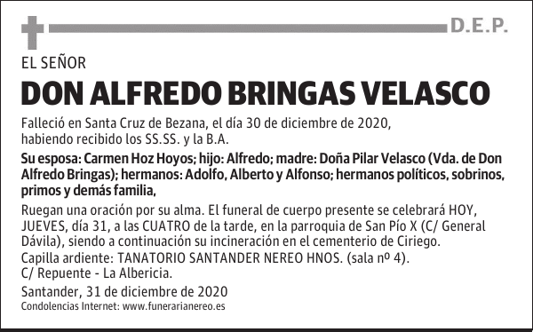 DON ALFREDO BRINGAS VELASCO
