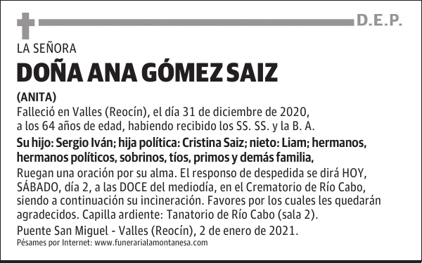DOÑA ANA GÓMEZ SAIZ