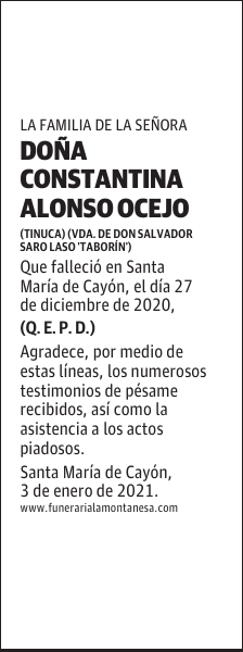 DOÑA CONSTANTINA ALONSO OCEJO