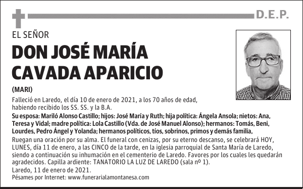 DON JOSÉ MARÍA CAVADA APARICIO