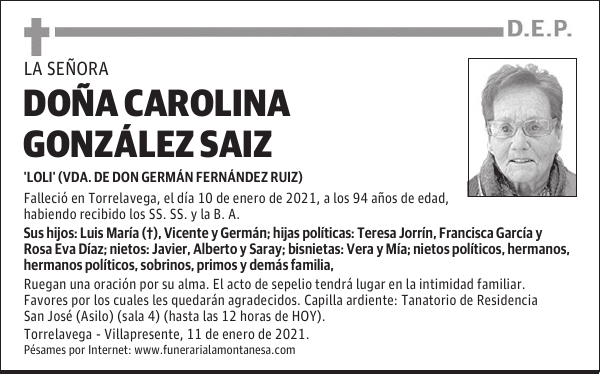 DOÑA CAROLINA GONZÁLEZ SAIZ