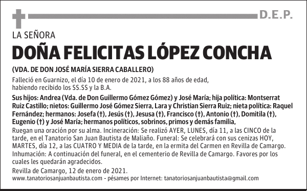 DOÑA FELICITAS LÓPEZ CONCHA