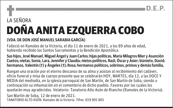 DOÑA ANITA EZQUERRA COBO