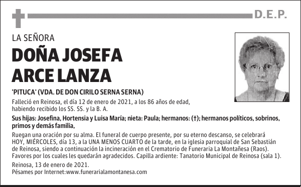 DOÑA JOSEFA ARCE LANZA