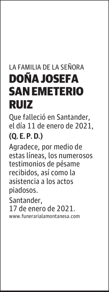 DOÑA JOSEFA SAN EMETERIO RUIZ