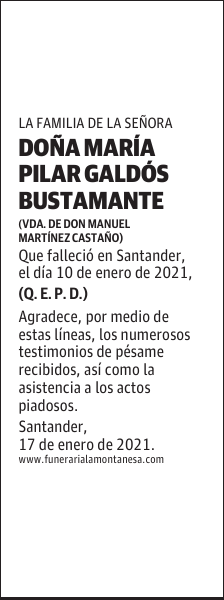 DOÑA MARÍA PILAR GALDÓS BUSTAMANTE