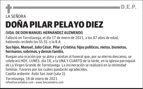 DOÑA PILAR PELAYO DIEZ
