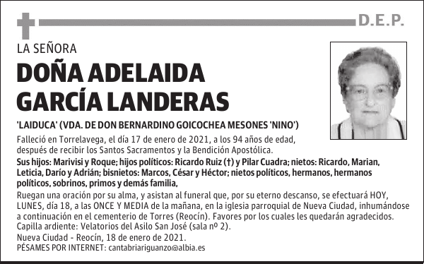 DOÑA ADELAIDA GARCÍA LANDERAS