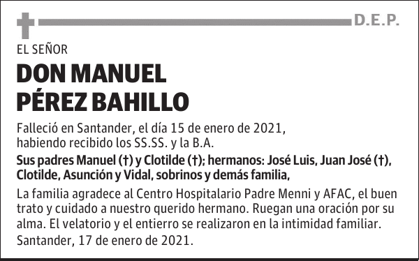 DON MANUEL PÉREZ BAHILLO