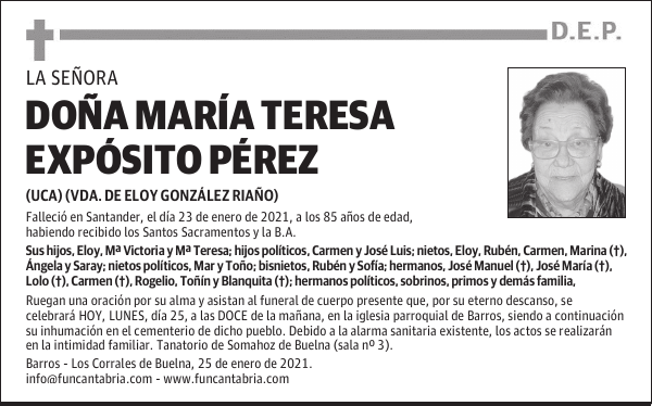DOÑA MARÍA TERESA EXPÓSITO PÉREZ