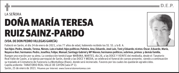 DOÑA MARÍA TERESA RUIZ SAINZ-PARDO