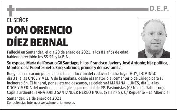 DON ORENCIO DÍEZ BERNAL