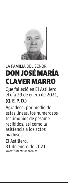 DON JOSÉ MARÍA CLAVER MARRO