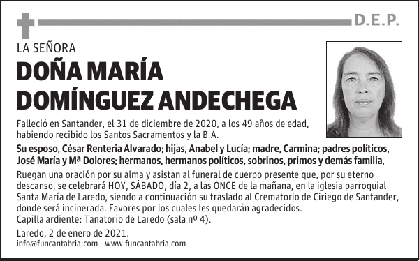 DOÑA MARÍA DOMÍNGUEZ ANDECHEGA