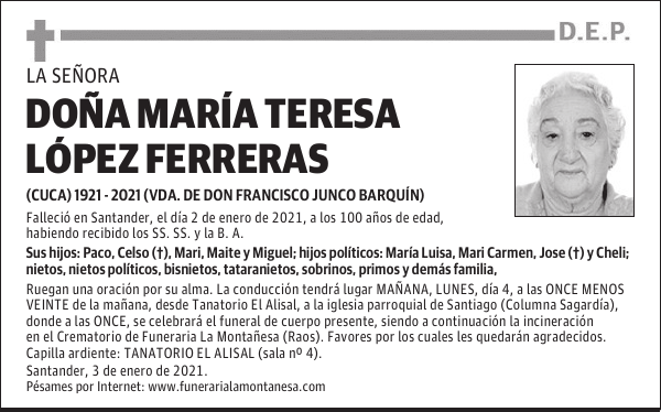 DOÑA MARÍA TERESA LÓPEZ FERRERAS
