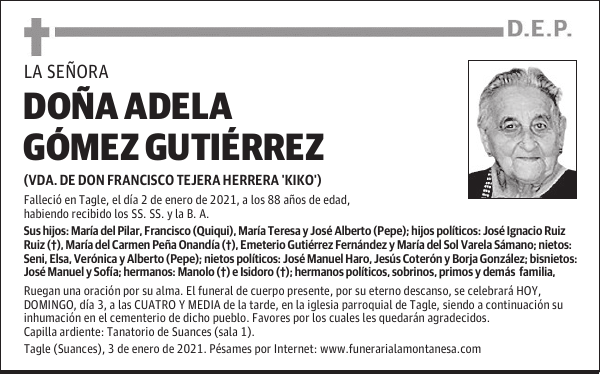 DOÑA ADELA GÓMEZ GUTIÉRREZ