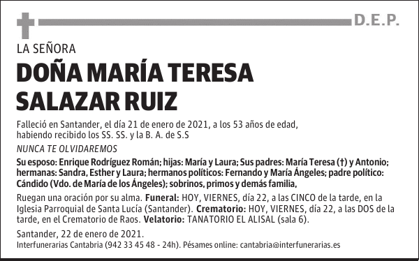 DOÑA MARÍA TERESA SALAZAR RUIZ