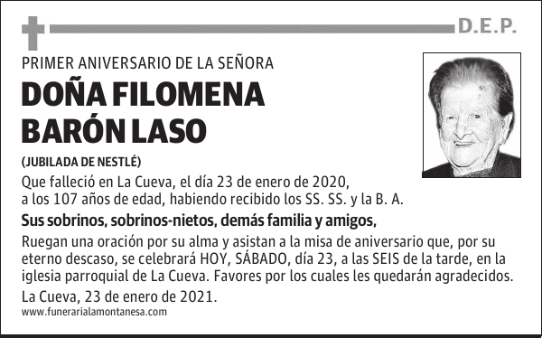 DOÑA FILOMENA BARÓN LASO