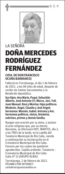 DOÑA MERCEDES RODRÍGUEZ FERNÁNDEZ