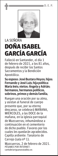 DOÑA ISABEL GARCÍA GARCÍA