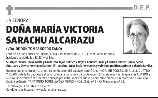 DOÑA MARÍA VICTORIA SARACHU ALCARAZU