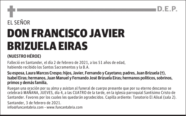 DON FRANCISCO JAVIER BRIZUELA EIRAS