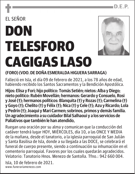 DON TELESFORO CAGIGAS LASO