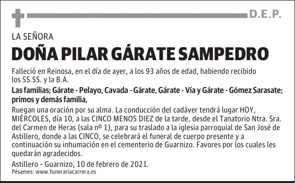 DOÑA PILAR GÁRATE SAMPEDRO