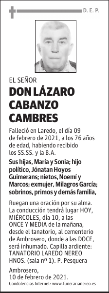 DON LÁZARO CABANZO CAMBRES
