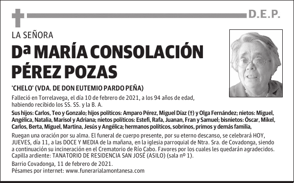 DOÑA MARÍA CONSOLACIÓN PÉREZ POZAS