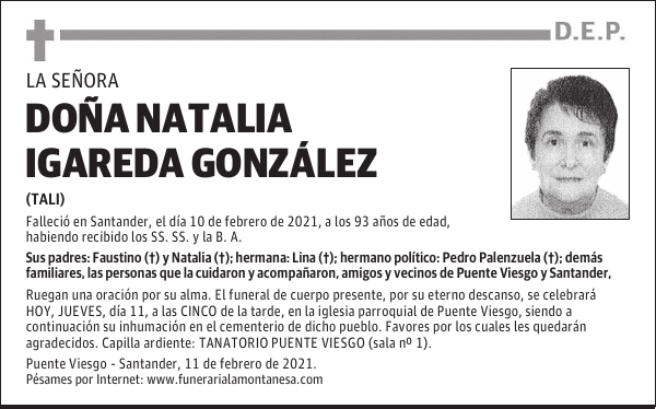 DOÑA NATALIA IGAREDA GONZÁLEZ