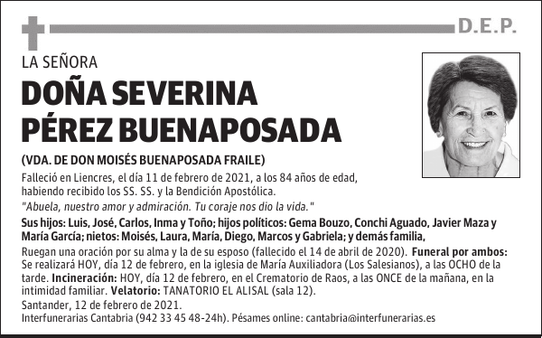 DOÑA SEVERINA PÉREZ BUENAPOSADA