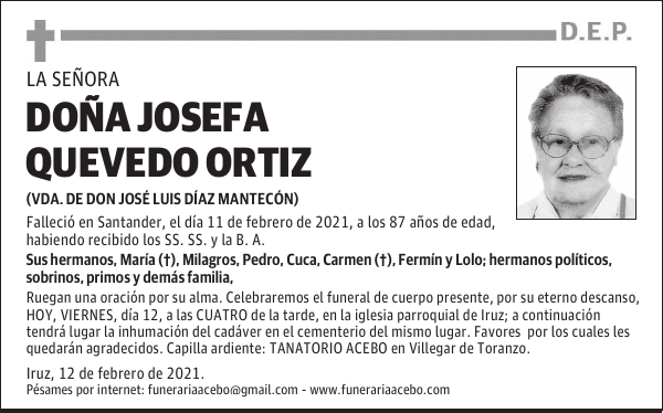 DOÑA JOSEFA QUEVEDO ORTIZ