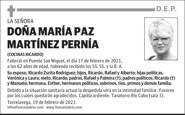 DOÑA MARÍA PAZ MARTÍNEZ PERNÍA