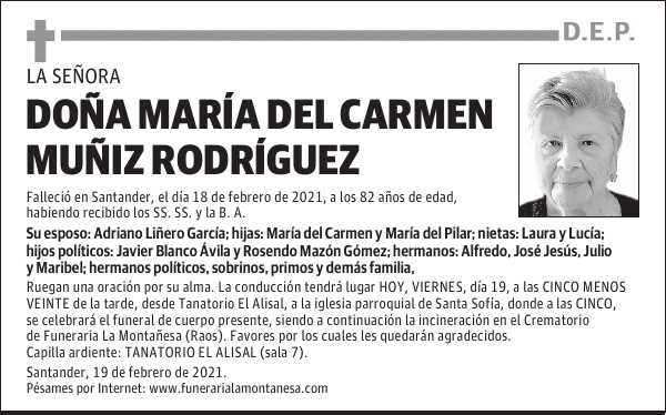 DOÑA MARÍA DEL CARMEN MUÑIZ RODRÍGUEZ