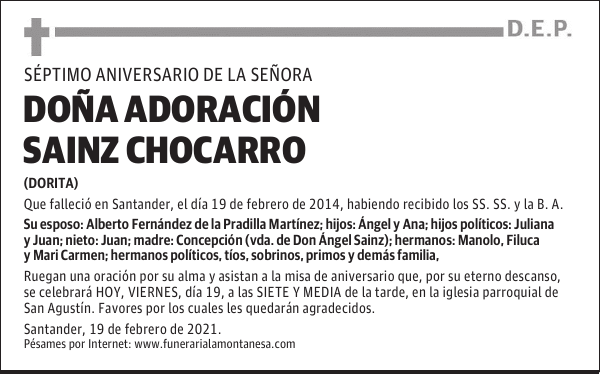 DOÑA ADORACIÓN SAINZ CHOCARRO
