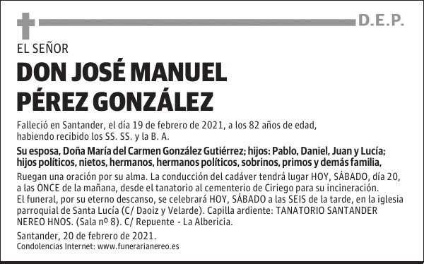 DON JOSÉ MANUEL PÉREZ GONZÁLEZ