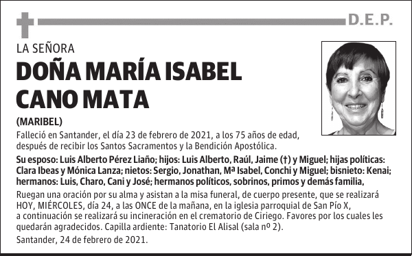 DOÑA MARÍA ISABEL CANO MATA